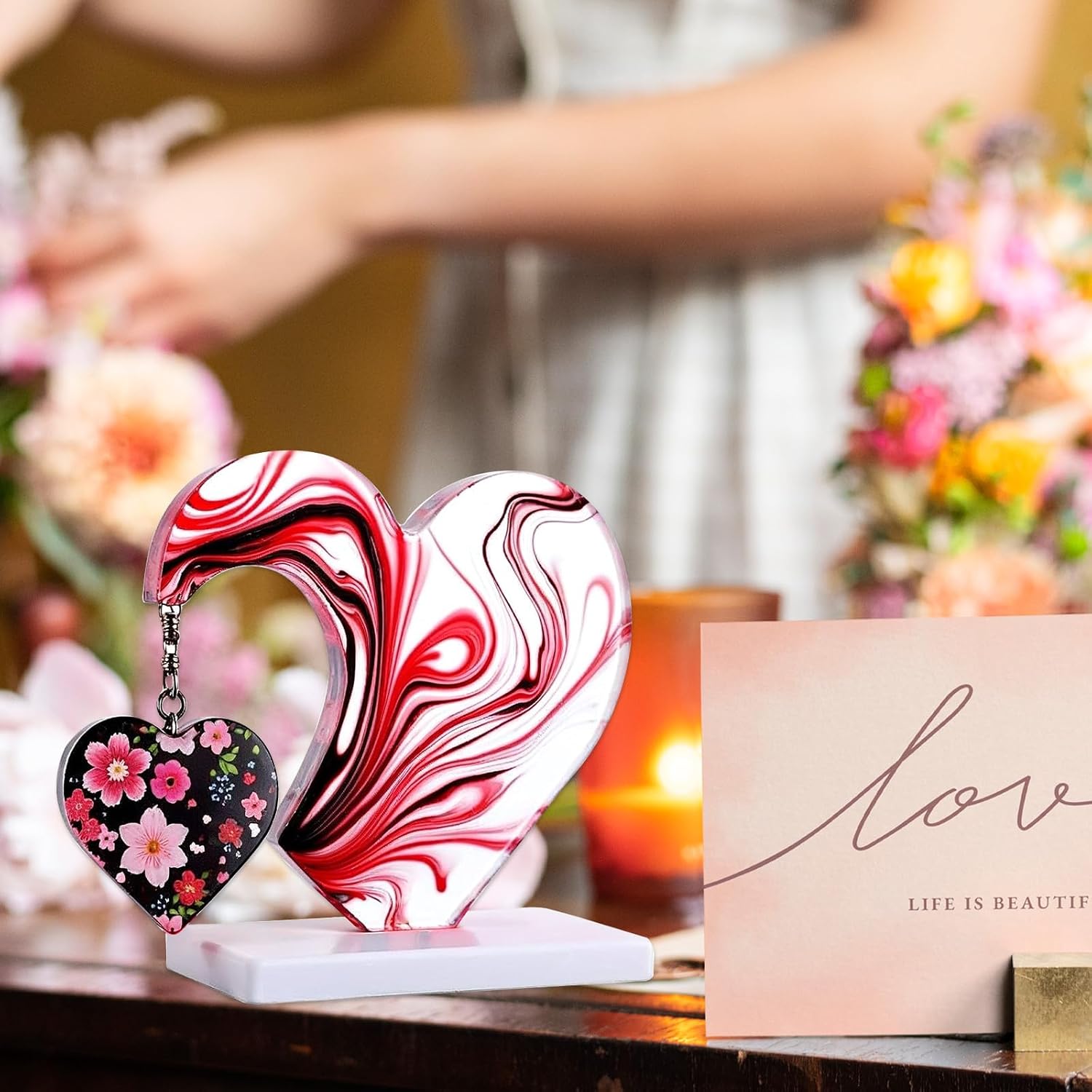Ptwola 2 Pack Photo Frame Resin Molds Large Size Molds Silicone Heart Rectangle Shape Picture Mold for Epoxy Resin DIY Photo Display Casting Mold for Valentine's Day Art Crafts Home Table Decoration