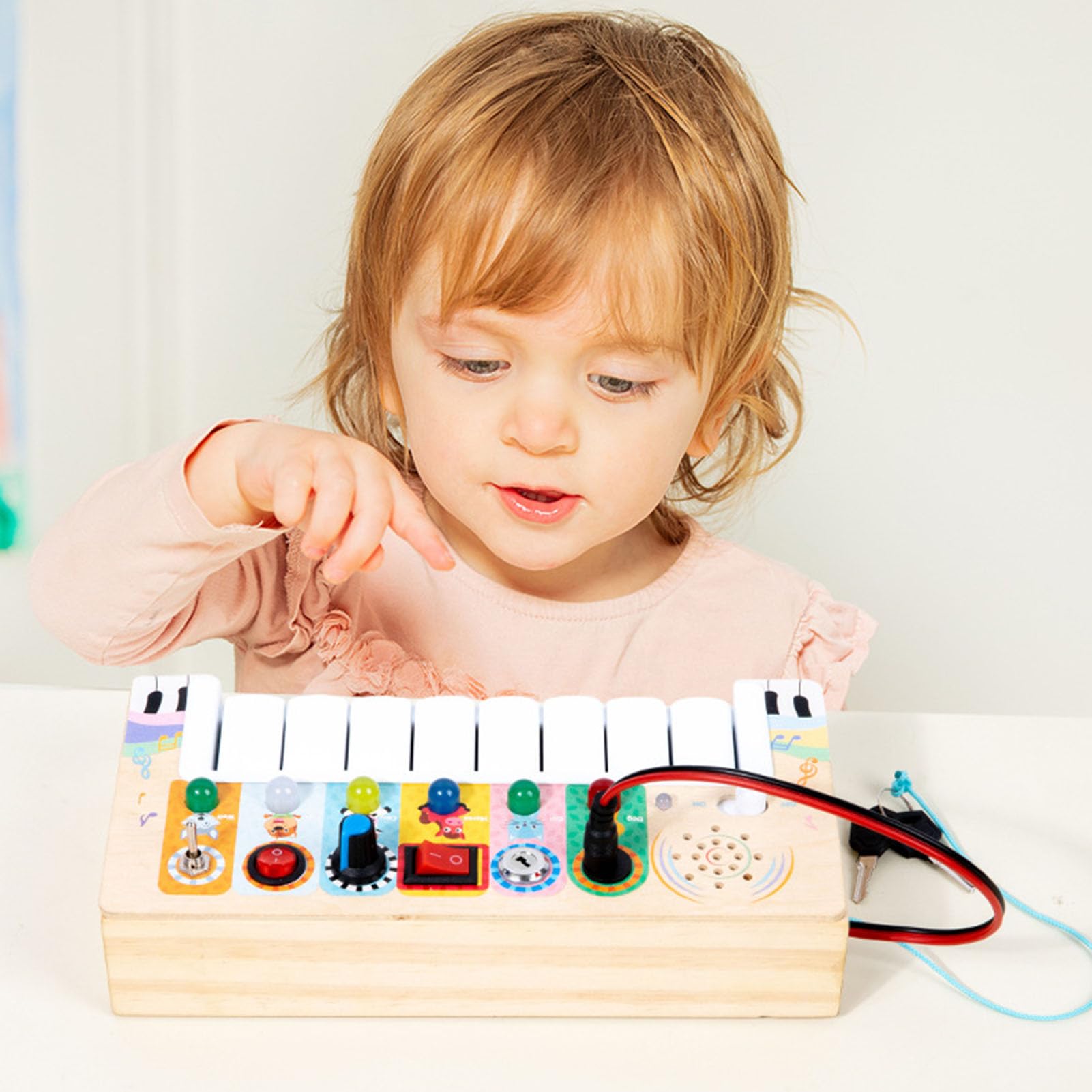 Piano para Niños Pequeños, 37 Teclas, Interruptores Funcionales, Piano de Juguete Electrónico, de Juguete para Bebés con Material de Madera y Sonido Realista para el Aprendizaje de Música