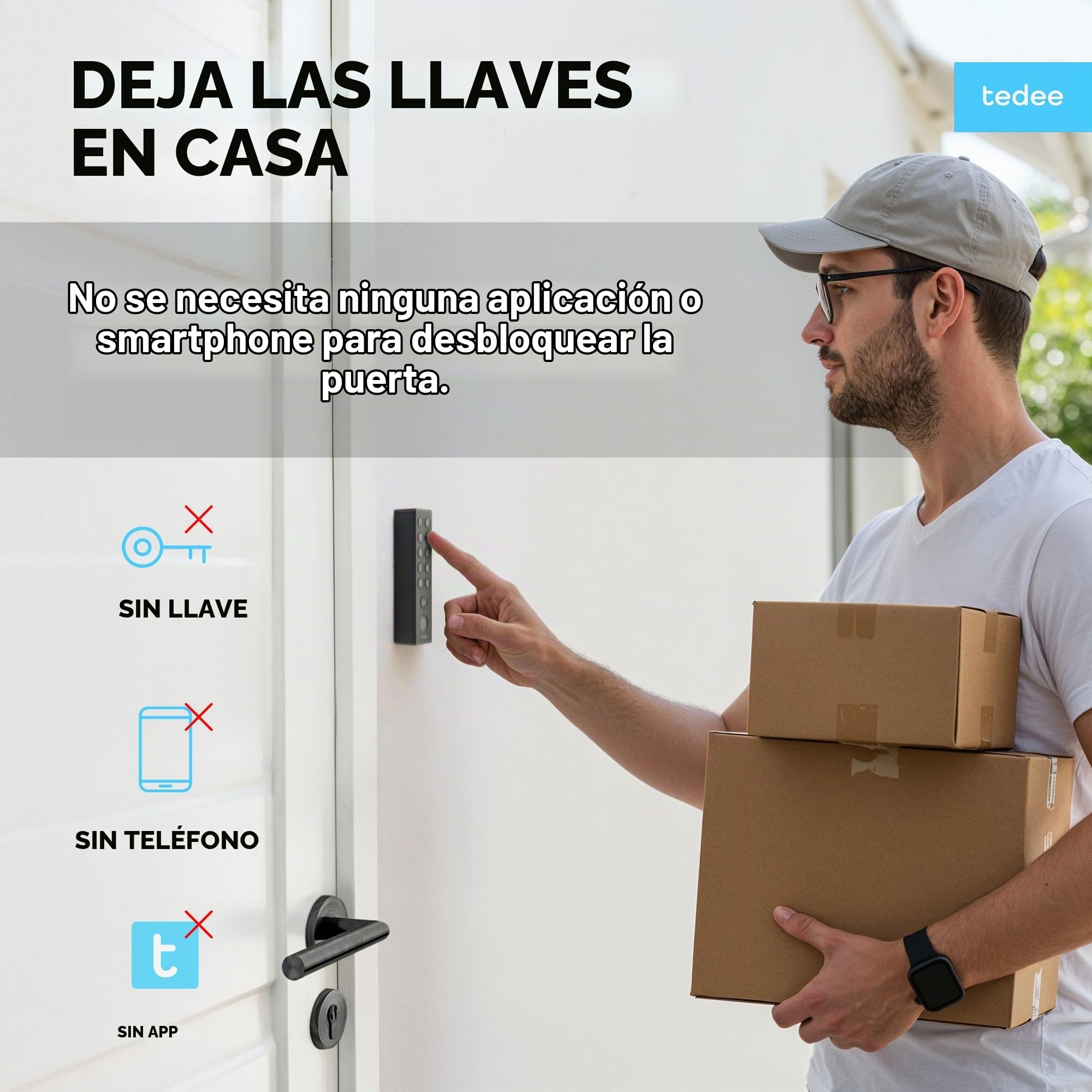 Tedee GO2 Cerradura Inteligente con Teclado Keypad PRO, Cilindro Modular EXXO Smart de Aluminio, Cerradura Electrónica para Puerta, Bluetooth Acceso Remoto, Compatible con Alexa y Google Matter