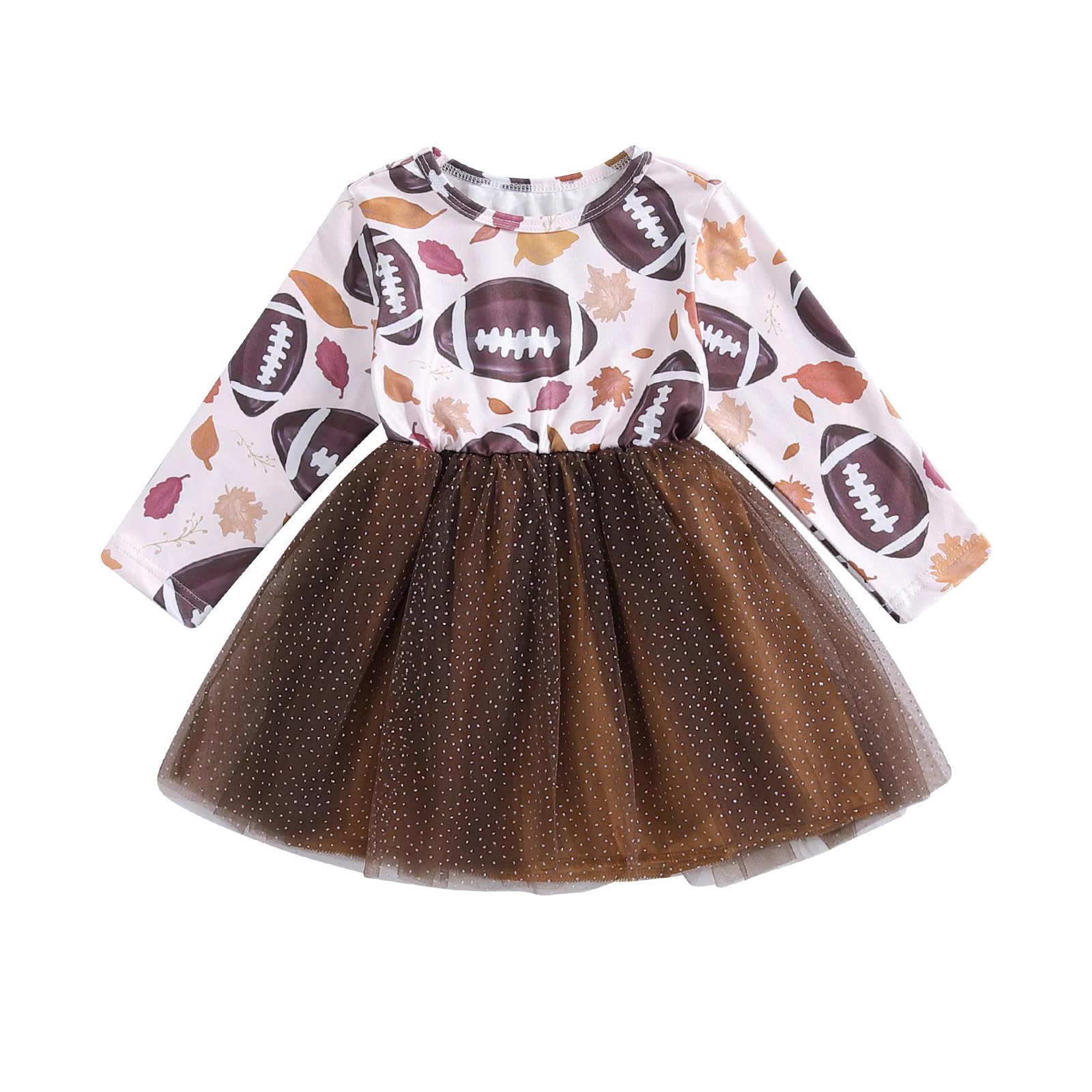 BULINGNA Kid Toddler Baby Girl Football Dress Rugby Long Sleeve Tulle Lace Skirt A-Line Mesh Princess Dress Game Day Clothes