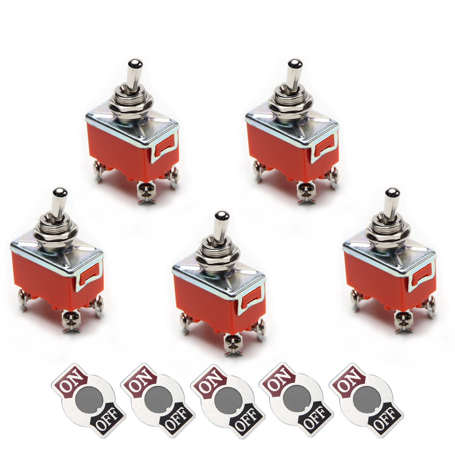 Fielect 10pcs DPST Toggle Switch Rocker Toggle Switch Self Locking Heavy-Duty 25A 250V ON/Off E-TEN1221
