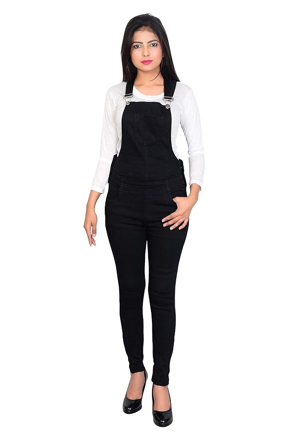 Buy Estilo Women's Dungaree | Denim Dungree | Dangri | Women's Maxi  Dungaree | Women Slim Fit | Mid Waist | Stretchable | Regular Length Solid  Denim Dungaree Dress Jeans Pant (30, Black) at Amazon.in