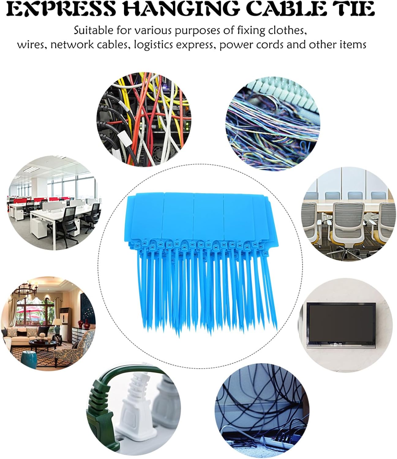 Cabilock 100pcs Blue Plastic Shipping Tags with Strings 5.8x100mm Cable Labeling Tags for Logistics and Luggage Identification