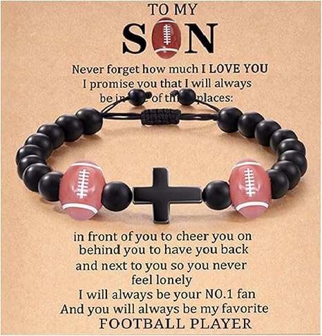 Pulsera Ajustable Cupimatch Con Cruz Y Motivos Deportivos - Para Niños 8-12 Años, Regalo Cumpleaños O Navidad