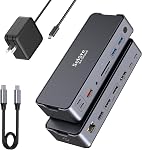 USB C 8K Triple Display Docking Station with Laptop Charging,USB C Docking Station 3 Monitors with HDMI,DisplayPort,Ethernet,3 * 10G USB A/C 3.1,100W PD for MacBook/Dell/HP/Lenovo/Surface/Windows/Mac
