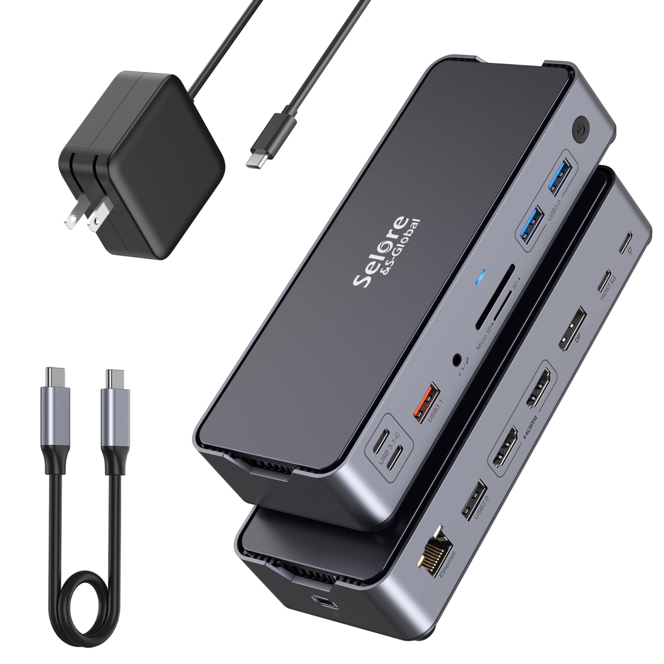 USB C 8K Triple Display Docking Station with Laptop Charging,USB C Docking Station 3 Monitors with HDMI,DisplayPort,Ethernet,3 * 10G USB A/C 3.1,100W PD for MacBook/Dell/HP/Lenovo/Surface/Windows/Mac