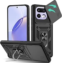 Cover for Realme 16 Pro+ / Realme 16 Pro Plus 5G, Case with Sliding Camera Protective Ring Holder Rotating Hard PC Back Cover and TPU Bumper Anti-Scratch Shockproof Case – Black