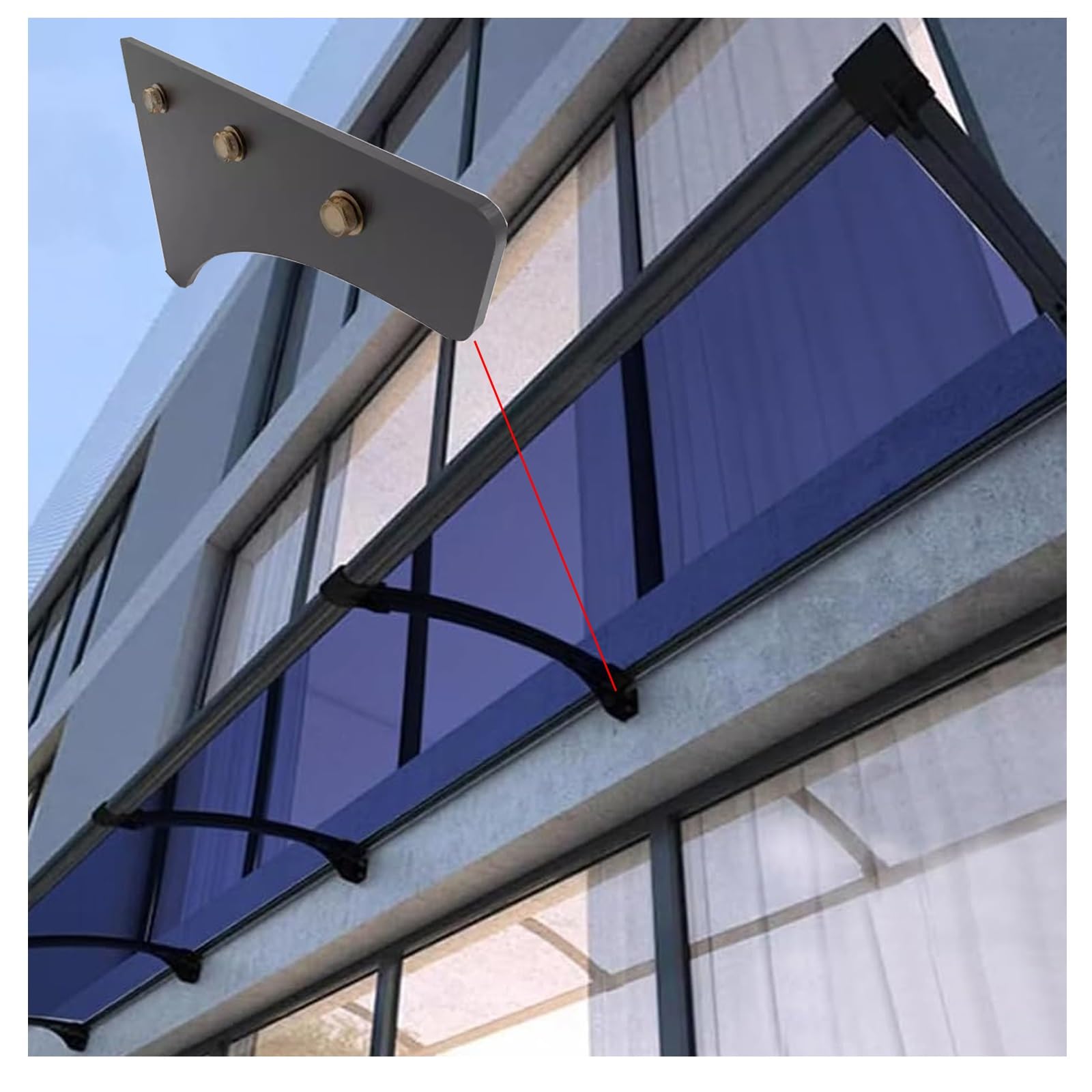 CZYZMDD Outdoor Window Awning with Steel Support UV Protection Rain & Snow Shield for Patios Porches Terraces - 80x80cm (32x32in) Weatherproof Canopy.