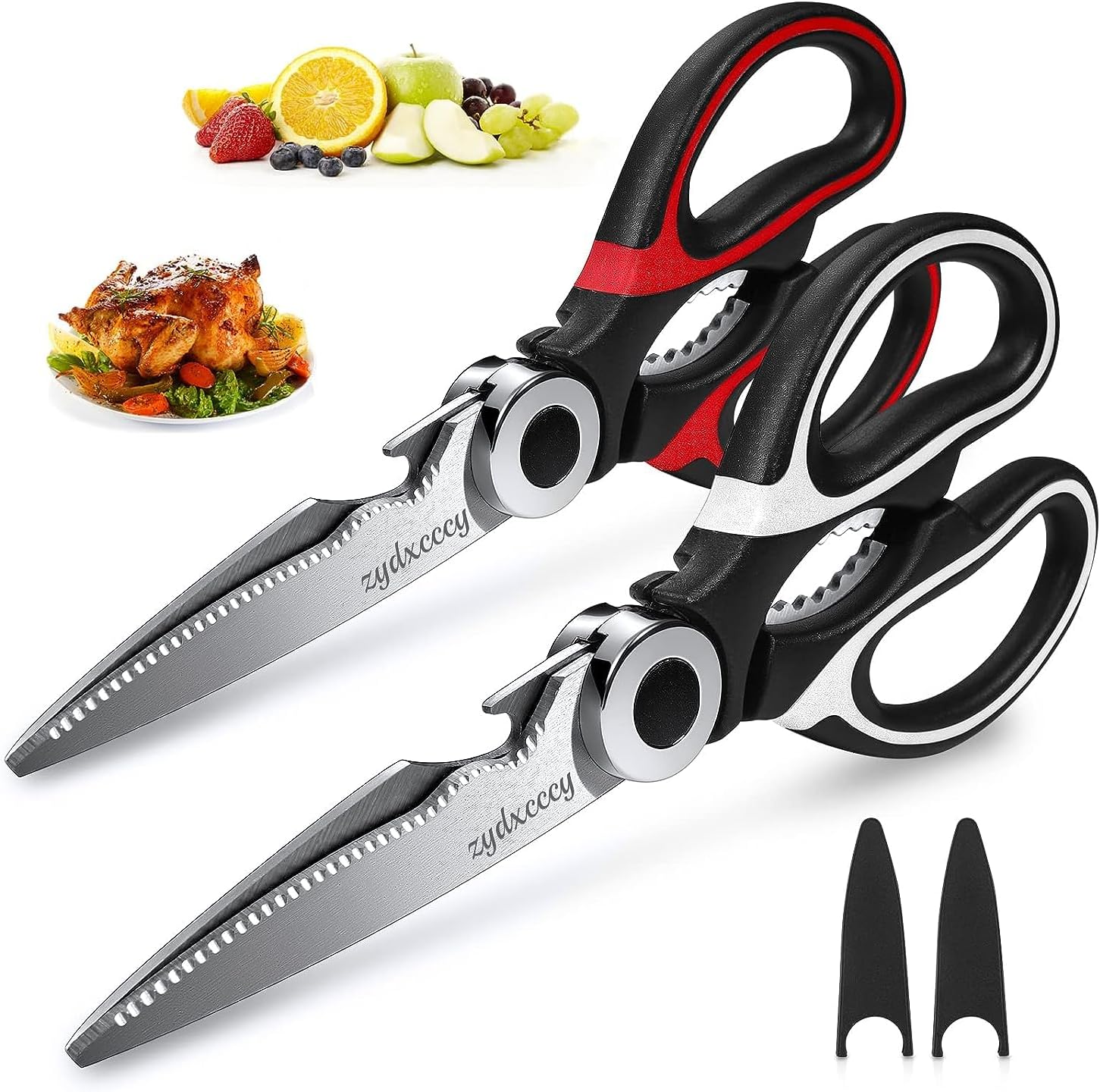 - Carrot Kitchen Scissor For General Use Heavy Duty Kitchen Raptor Meat Shears Dishwasher Safe Stainless Steel Multi-function Scissors For Food, Chicken, Poultry, Fish - Color may vary (Pack of 2)