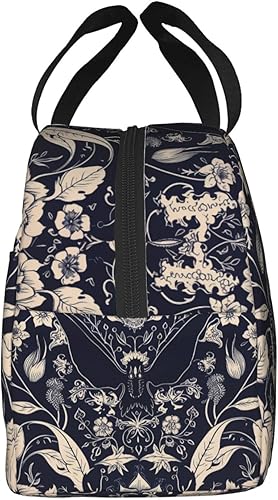 Miniatura 3 de Bolsa de almuerzo con diseño de flores de murciélago para niños, niñas, niños, reutilizable, impermeable, térmica, bolsa de mano para la escuela,