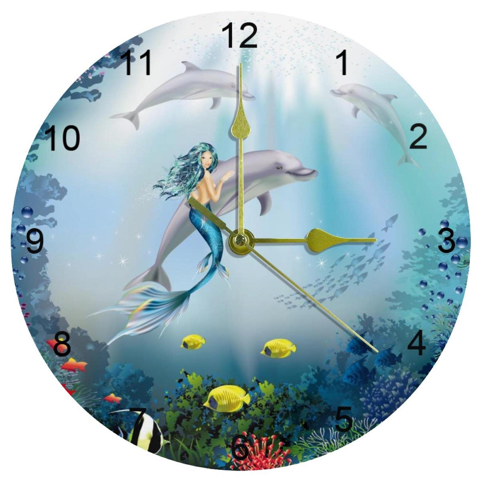 Horloge murale sirène silencieuse pour décorer la chambre d'enfant ou le bureau