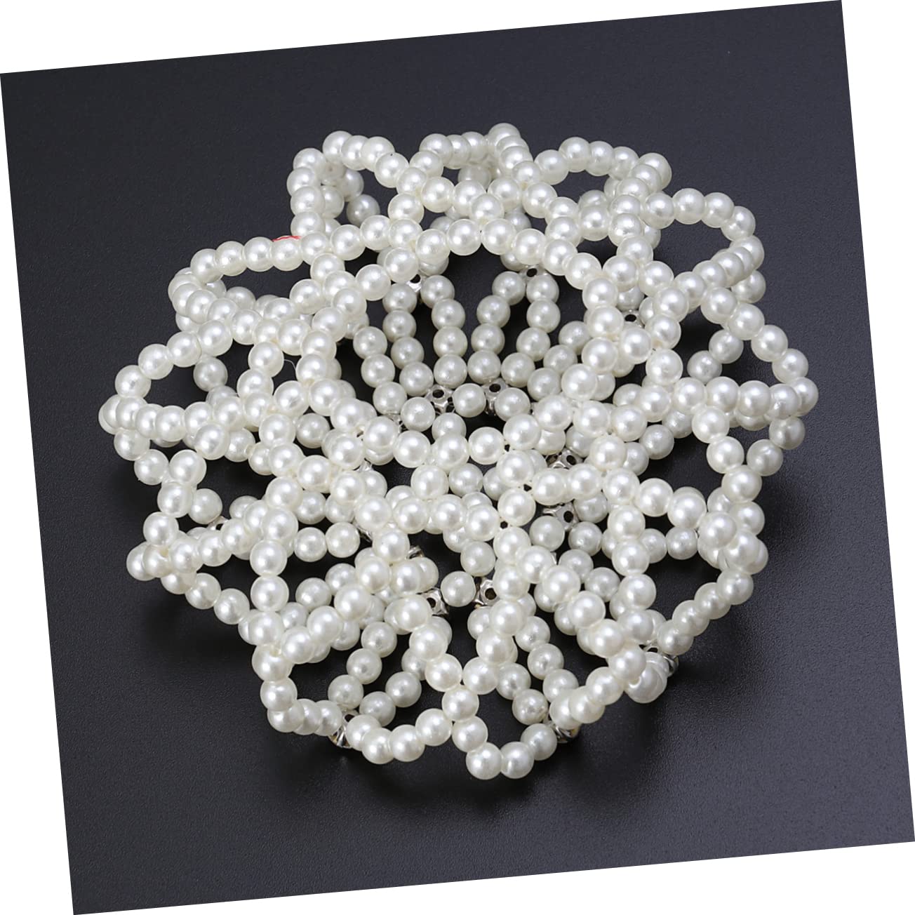 KALLORY 3pcs Handmade Ballet Bun Accessory Performance for Crochet Net Heardress Headdress Accessories Cover White Women Dancing Hair Pearl Girls Dance Skating Hairnet Non-