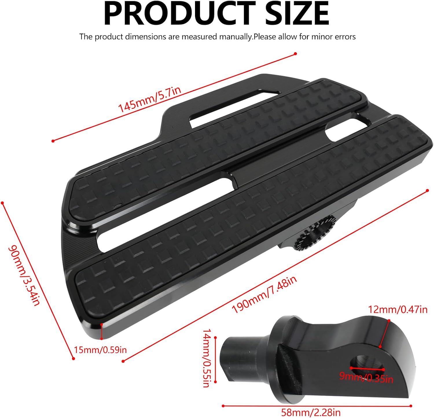 Motorcycle CNC Aluminum Rider Footboard, Adjustable Front Footrests Highway Pegs Compatible with Harley Davidson Sportster lron XL 883 1200 Dyna 1997-2017 Black