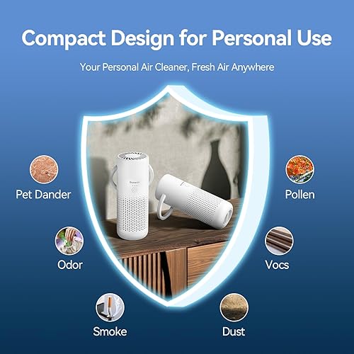 Miniatura 6 de Purificador de aire para automóvil, purificador de aire portátil inalámbrico para automóvil, oficina, habitación pequeña con filtro HEPA verdadero,
