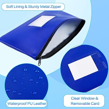Jeffbaubl 10 Pack Money Bags with Zipper, Bank Deposit Bags, Blue