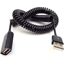 Coiled Spring USB Cable, Qaoquda10FT/3M Spiral Coiled USB 2.0 Male to Female Data Sync & Charge Cable Black