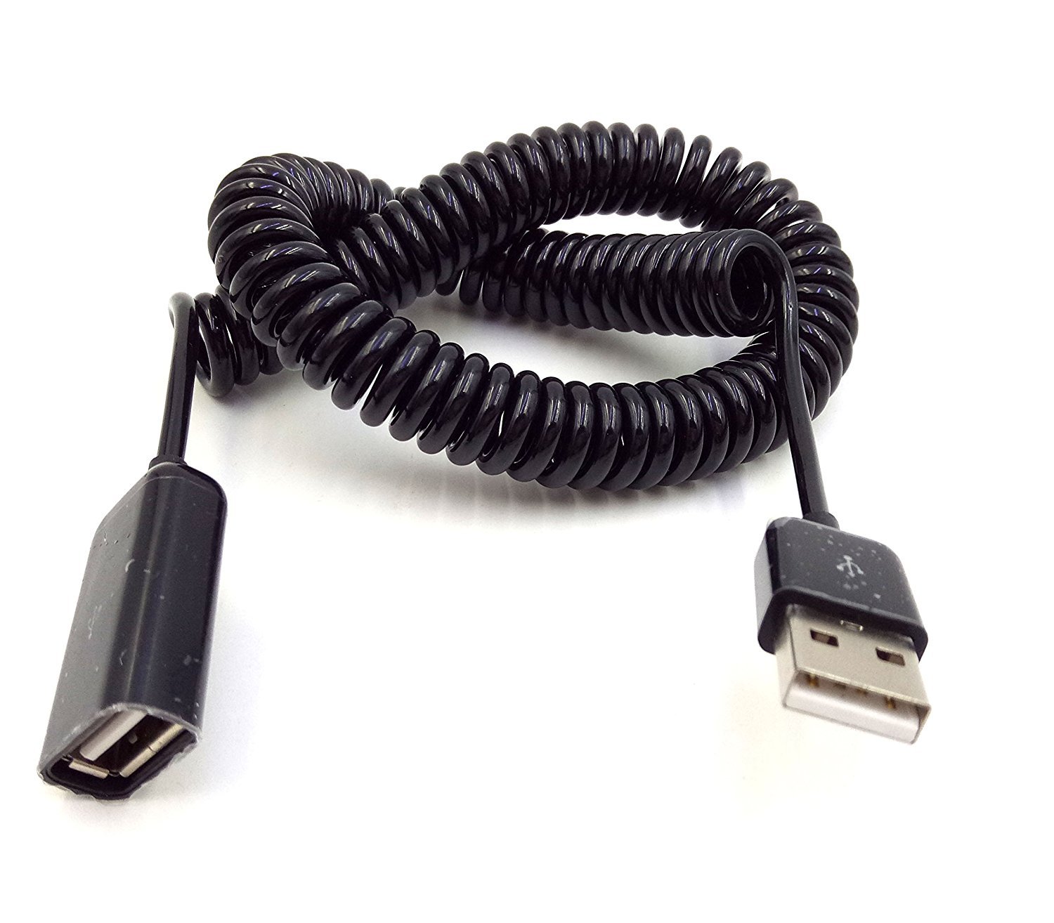 Coiled Spring USB Cable, Qaoquda10FT/3M Spiral Coiled USB 2.0 Male to Female Data Sync & Charge Cable (Black) - Amazon product rated Grade B