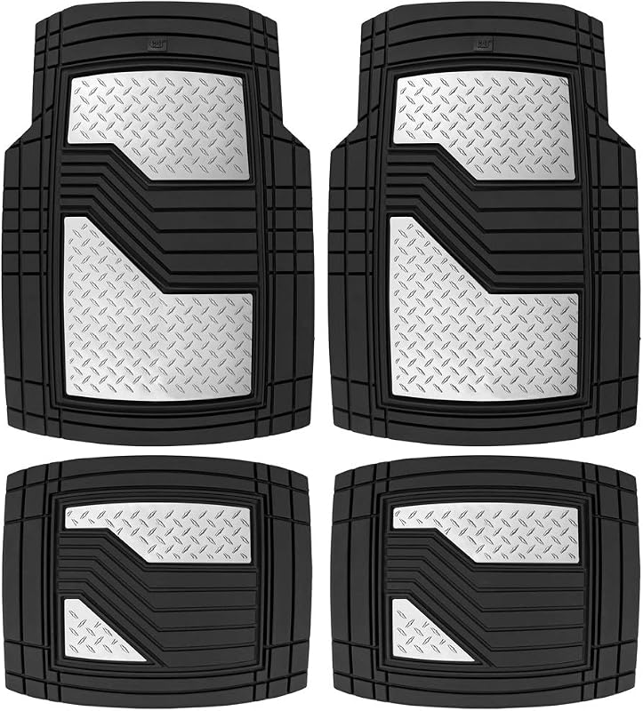 BDK Cat® Tapetes de goma resistentes para automóvil, SUV, camioneta y camioneta: protección para todo tipo de clima, delantero y trasero con talonera y respaldo de puntas antideslizantes, ajuste universal
