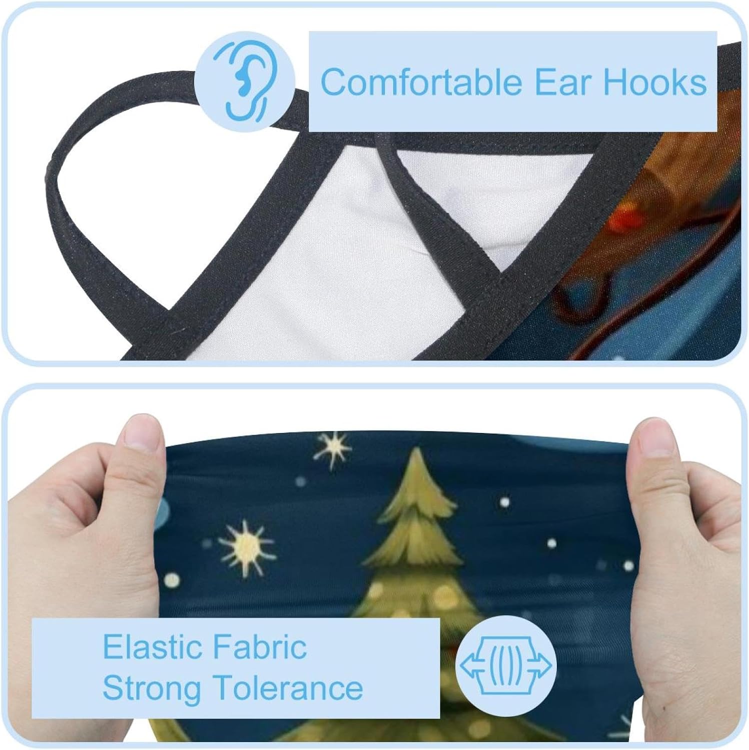 4 Pack Christmas Sleigh Fishing Neck Gaiter - UV Face Mask Sun Protection for Men & Women
