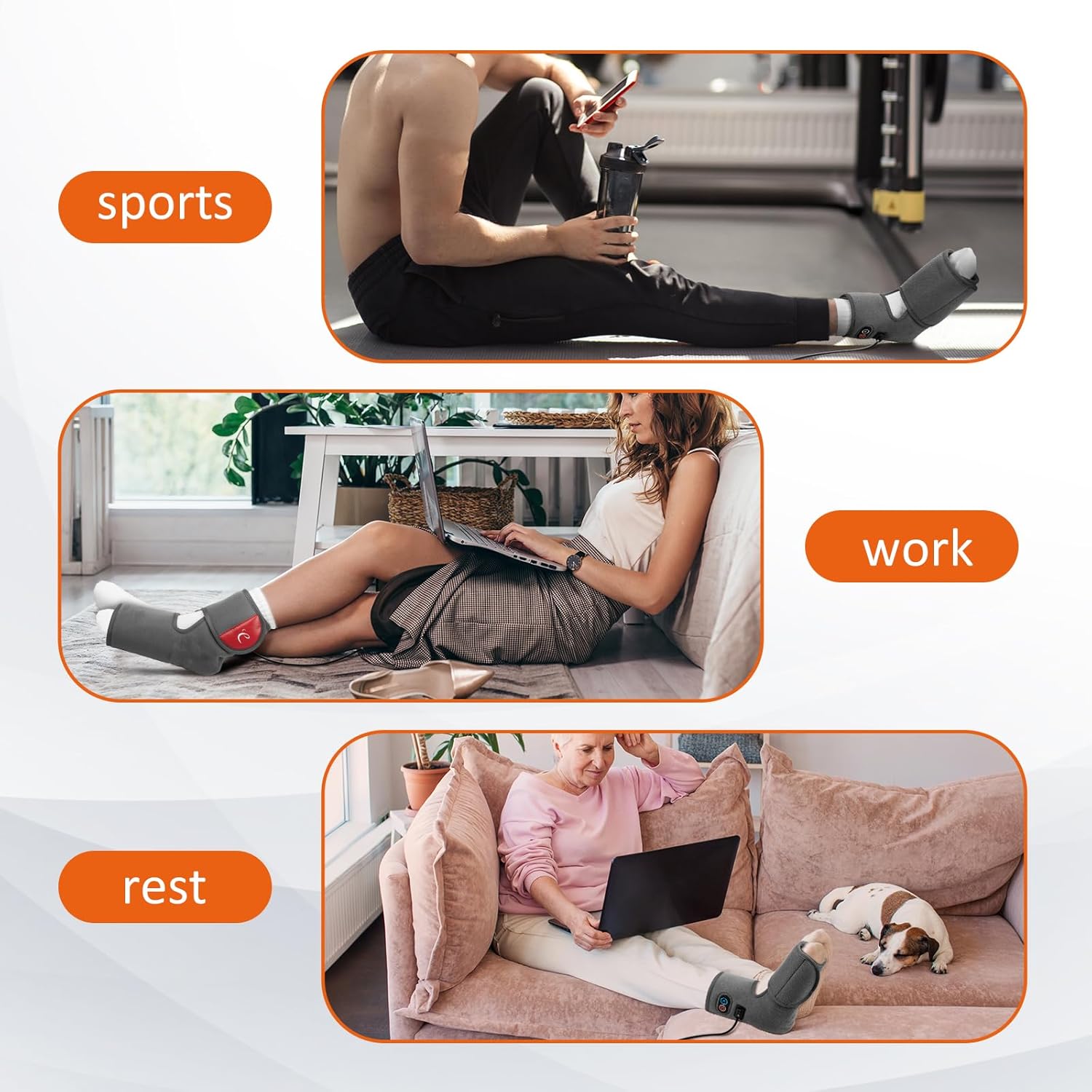 Comfytemp Foot Heating Pad for Plantar Fasciitis, Foot Pain Relief Products for Achilles Tendonitis Sprained Ankle Heel Spur, Heated Ankle Wrap Warmer with 3 Heat and Time Sets
