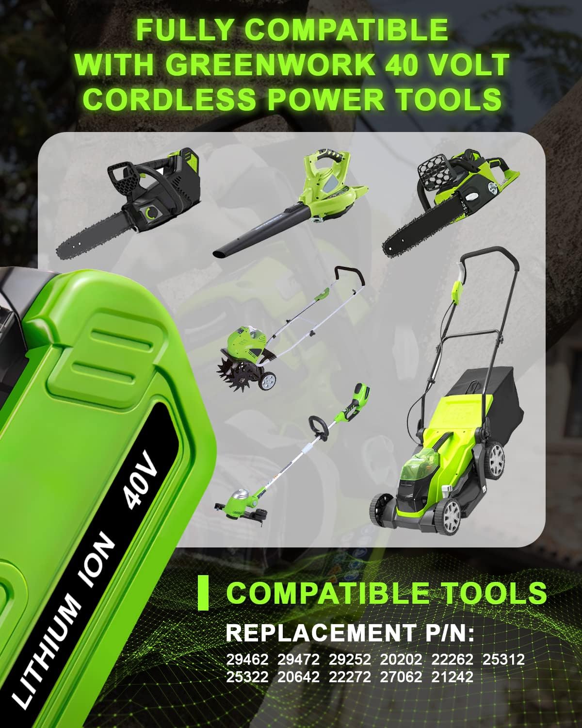 29472 6.0Amps Replacement for GreenWorks 40V Battery,Compatible with Greenworks 40 Volt G-MAX Leaf Blower,Lawn Mower,Chainsaw,Snow Blower,Snow Shovel(2PC-6.0Amps)