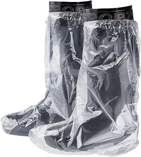Waterproof Shoe Covers Boot Covers 5 Pairs Disposable Shoe Covers for Rain, Plastic Shoe Protector for Men and Women, Tall Thickened Outdoor Indoor Overshoe (Transparent)