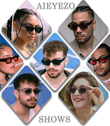 Miniatura 4 de AIEYEZO Gafas de sol rectangulares gruesas modernas para mujeres y hombres retro de los años 90 cuadradas polarizadas