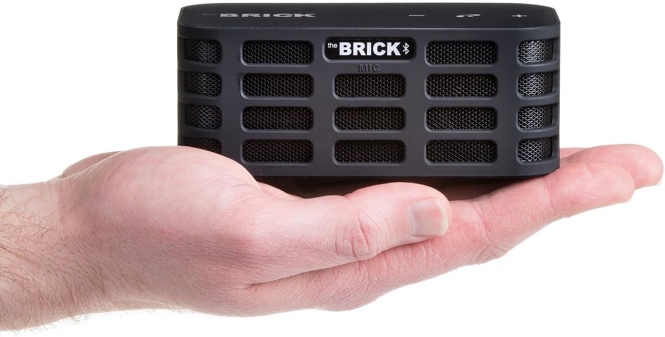 The BRICK - Ultra Portable Mini Wireless Stereo Bluetooth Speakers for All Devices with Bluetooth Capability - 10 hours Playtime (rechargeable battery) / with Built-in Mic for use as a Powerful Handsfree Speakerphone