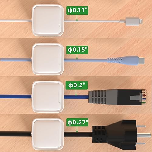 Miniatura 3 de Paquete de 6 organizadores de cables magnéticos, gestión de cables adhesivos fácil de seguir, organizador de cables, ocultar u organizar el