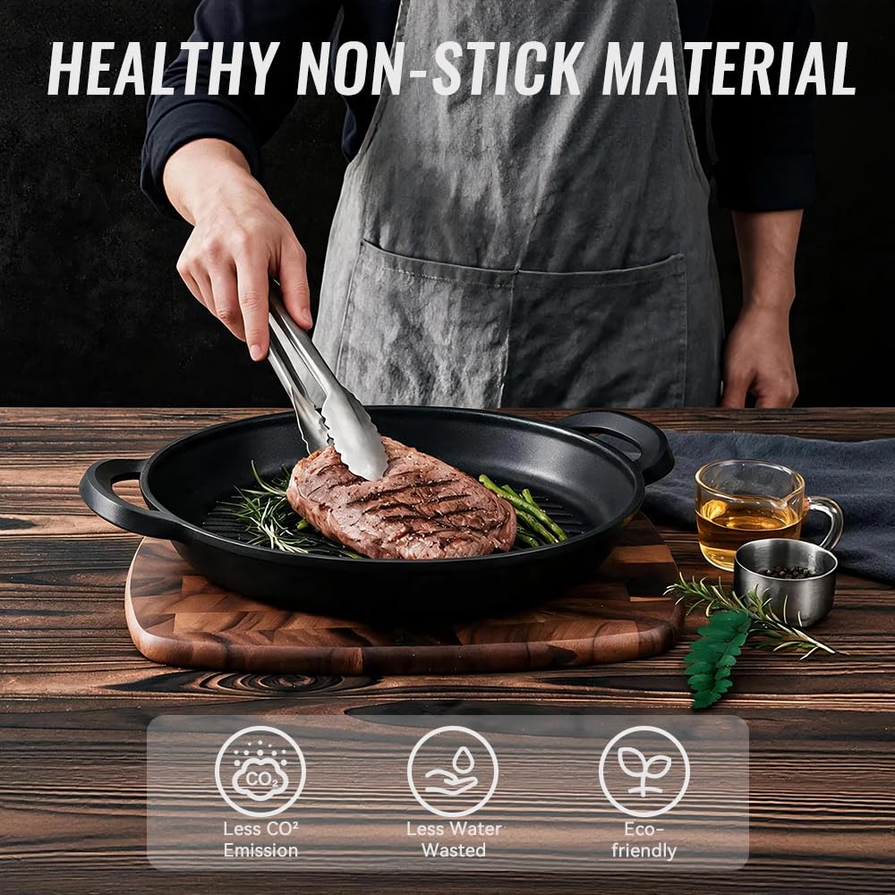 Vinchef 13" Nonstick Grill Pan with Lid -6