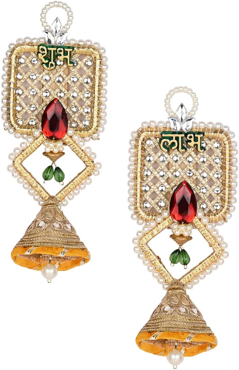 I Jewels Indian Festive Traditional Shubh Labh Hanging Latkan for Main Door Home Decoration Toran for Diwali | Pooja Room | Mandir |Navratri (SL01Y)