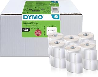 DYMO Original LabelWriter Mehrzwecketiketten | 54 mm x 70 mm | 12 Rollen mit je 320 leicht ablösbaren Etiketten (3.840 Stück) | für LabelWriter Etikettendrucker und Beschriftungsgerät