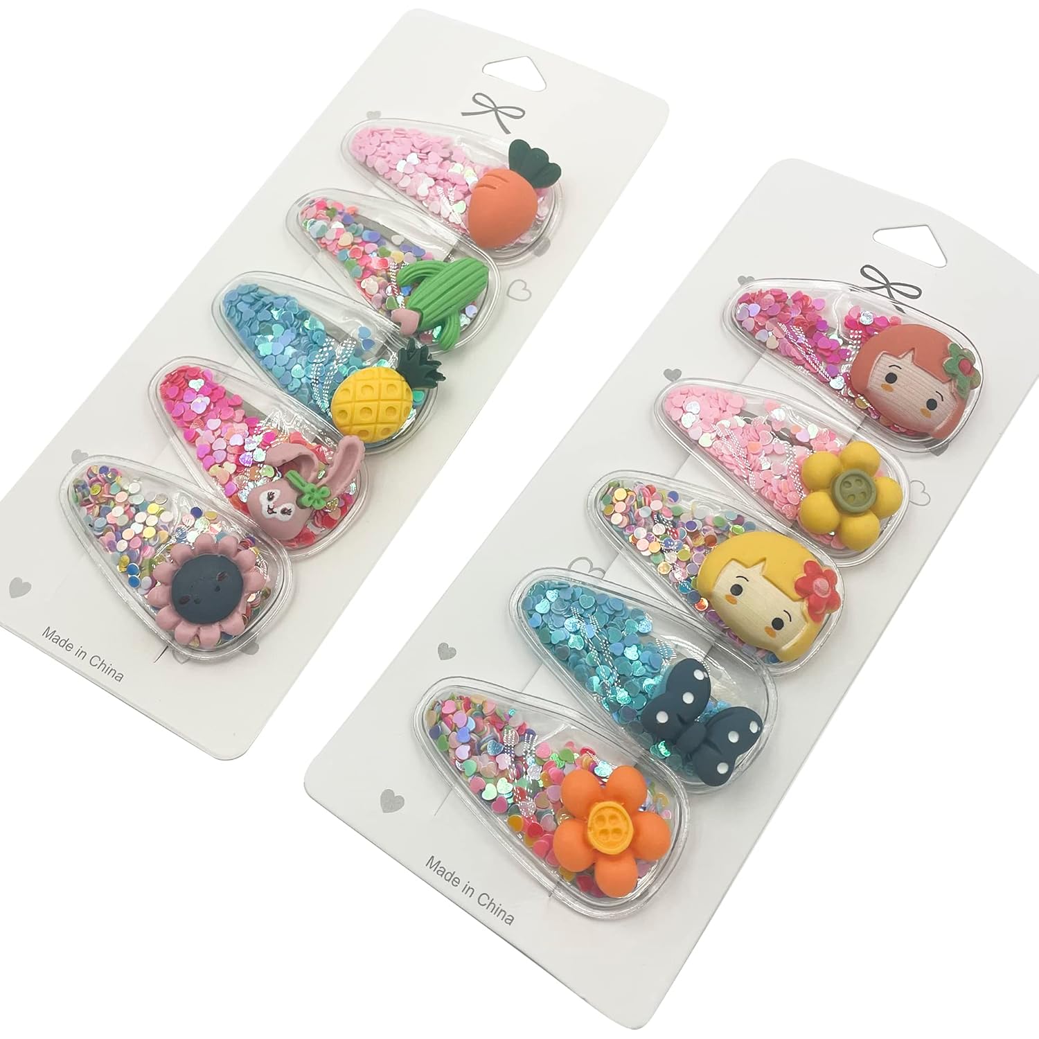 10pcs Sparkle Hair Clips for Girls, Transparent Fruit Hairpins, Snap Hair Clips