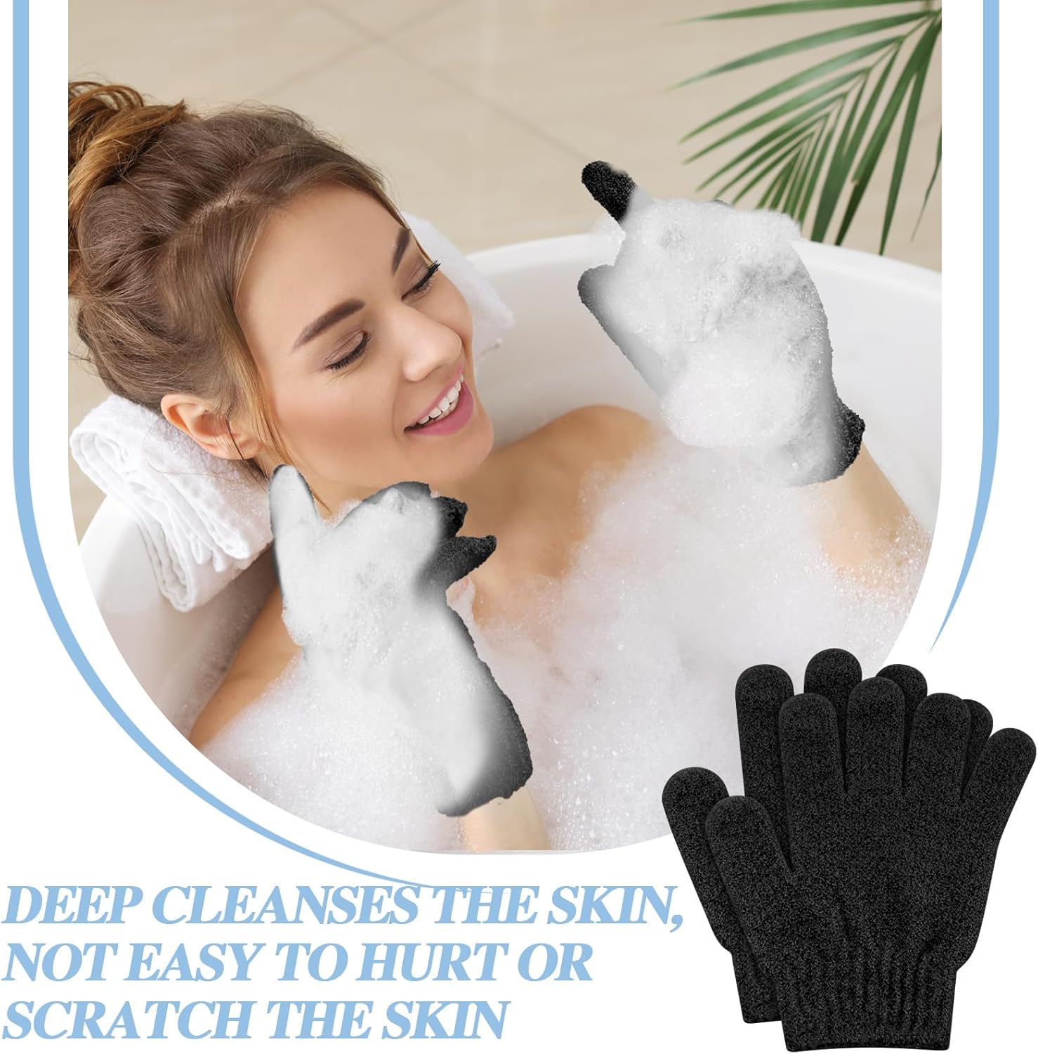 Ramede 30 Pair Exfoliating Glove Double Sided Exfoliating Bath Gloves Pack Nylon Colorful Shower for Men Women Beauty Spa Massage Shower Deep Clean Body Skin Bathing Scrubber Disposable(Black)