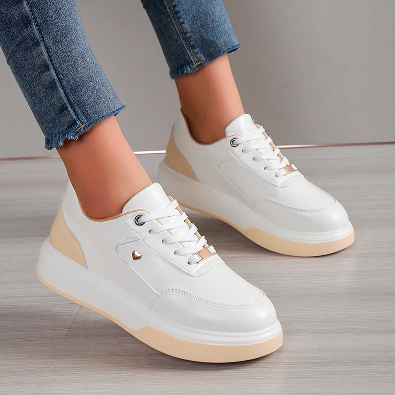 Zapatillas de deporte para mujer, de piel, cómodas, informales