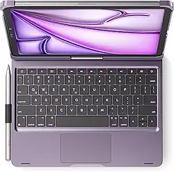 edaiser Capa giratória com teclado para iPad 2025 (11º a 10º) e iPad Air de 11 polegadas (M2-M3) e iPad Air 5/4ª geração e iPad Pro de 11 polegadas (4ª a 1ª); capa giratória com suporte de lápis