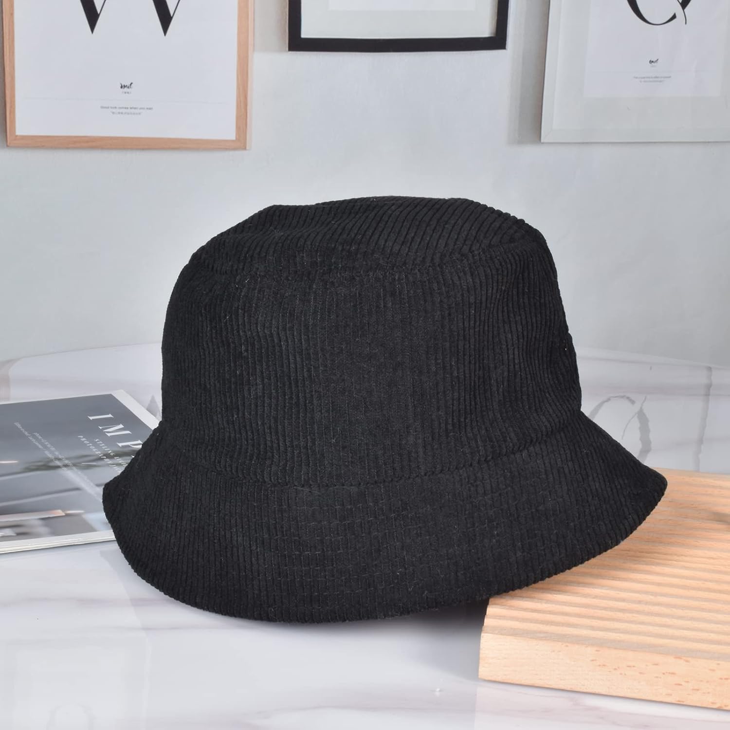 Miniatura 5 de Yonchic Sombreros de pescador plegables unisex de pana, de sarga de algodón de moda, sombrero de pesca para el sol, gorra de moda para evitar el sol