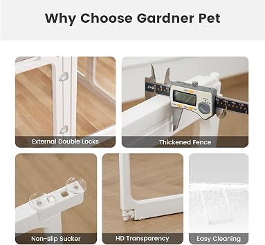 Gardner Pet Acrylic Pet Playpen, 10 Panel White, 61cm H | Transparent Dog Pen Indoor with Door, Puppy Pen Easy Assemble & Cleaning, Transparent Dogs Fence, Suitable for Puppy/Cat