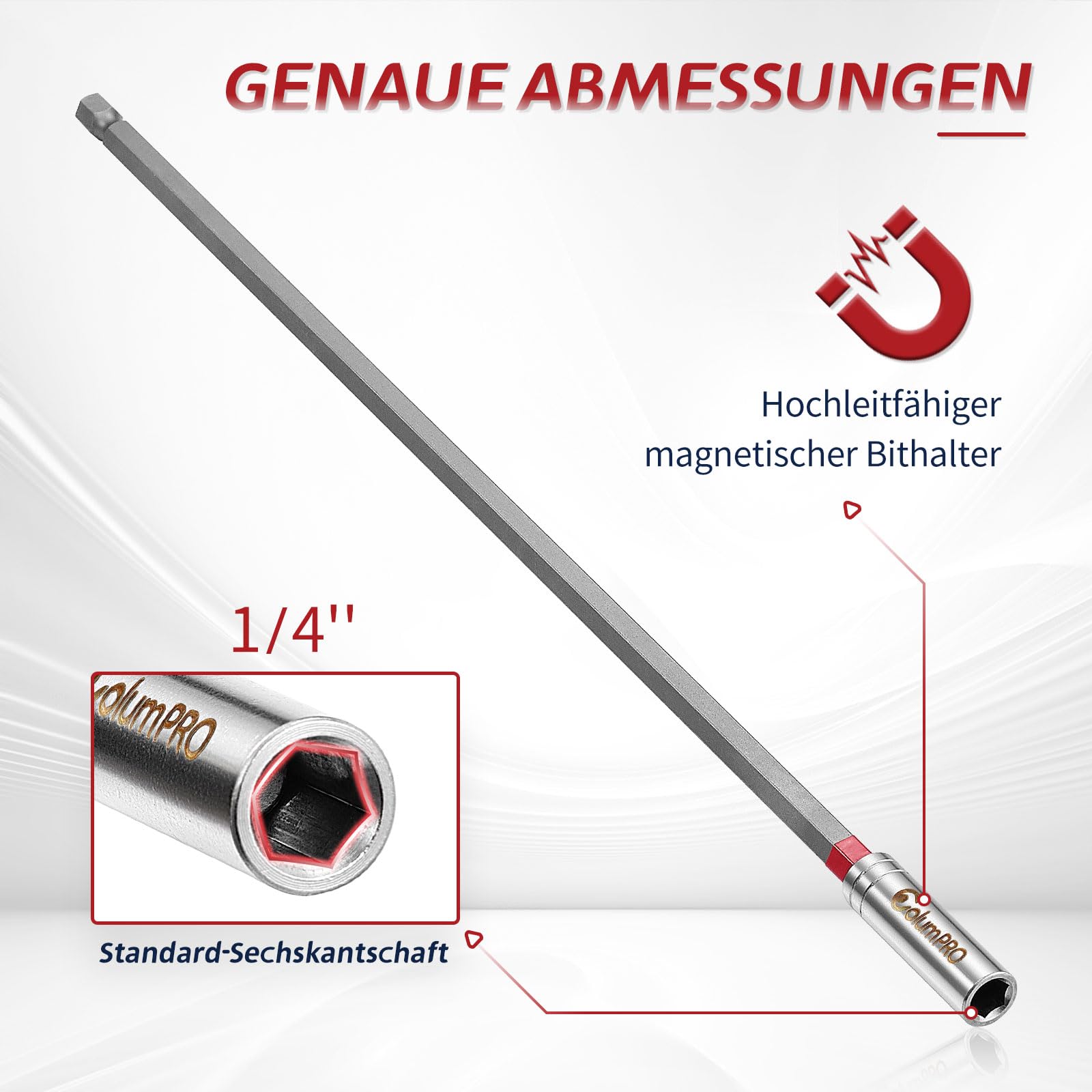 Lot de 2 porte-embouts extra longs 300 mm – Tige hexagonale 1/4" en acier S2 – Extension d'embout magnétique pour visseuse à percussion et visseuse sans fil – Idéal pour les perçages profonds