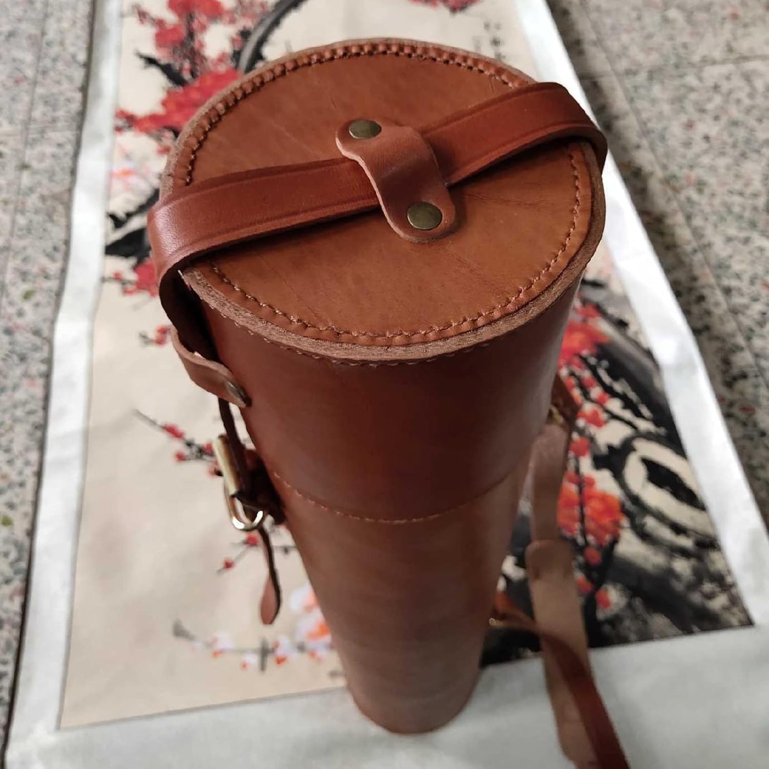 Tube à documents en cuir – Rouleau d'art de 60 cm et sac de rangement pour plans, impressions, affiches, dessins et œuvres d'art – Boîte de transport durable pour professionnels et artistes