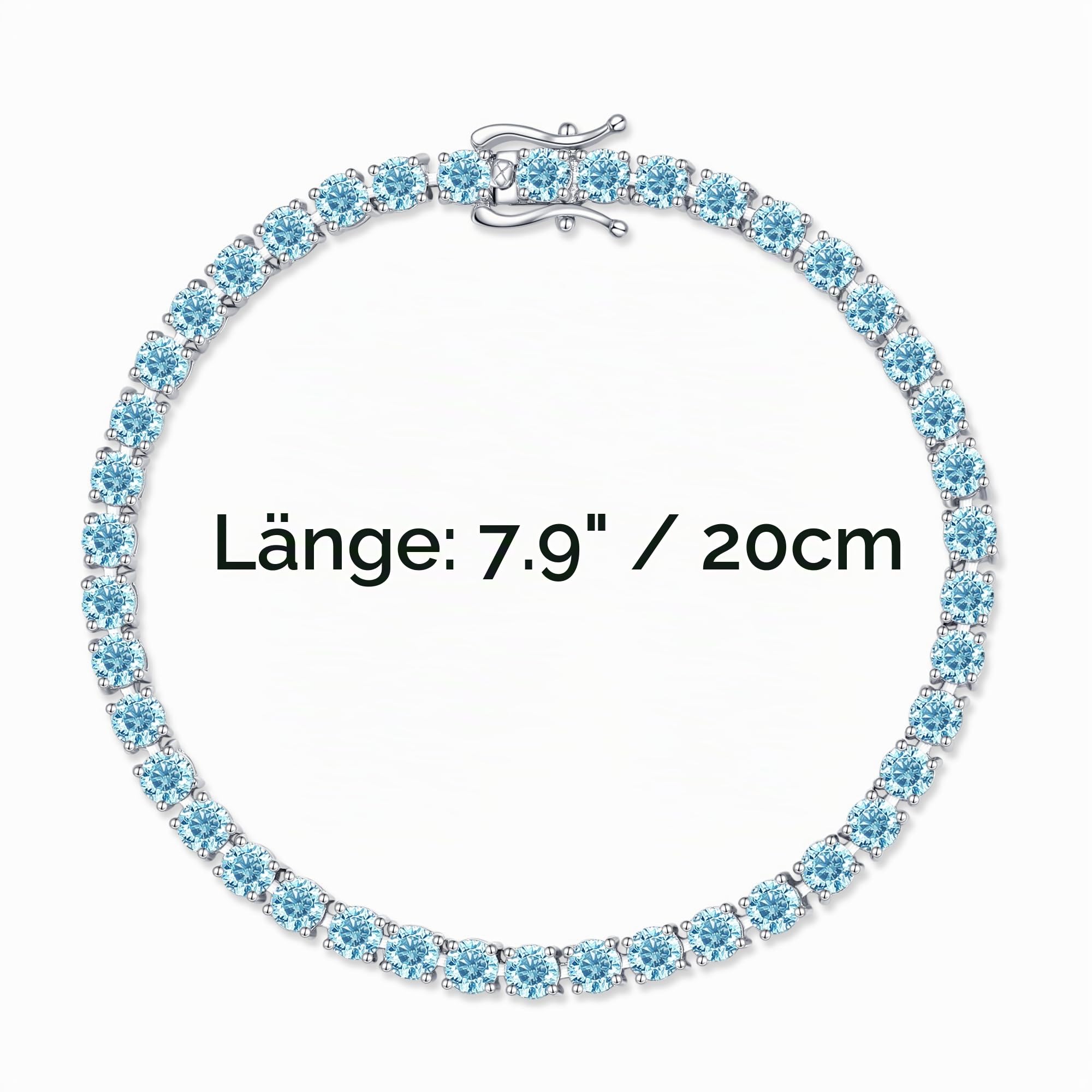 FANCIME Damen Tennisarmband 925 Sterling Silber | Romantisches Hochzeit Braut Tennis Armband Geschenk Schmuck für Braut Mädchen - Breite 4 mm, Länge 19,6 cm