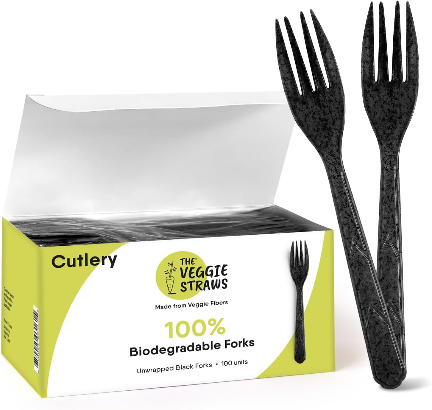 Premium Quality 100% Biodegradable Forks Made of Vegetable Fibers, 300 PCS of 6.7” Long Heavy-Duty and Splinter Free Eco-Friendly Forks, Perfect Sustainable Cutlery for All Types of Occasions