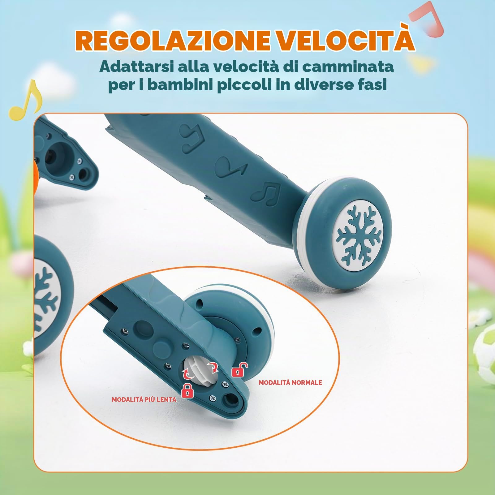 3 in 1Girelli,Primi Passi per Bambini Con Funzione Musicale,Carrello Primi Passi Altezza e Velocità del Bracciolo Regolabili,Gioco per Far Camminare i Bambini,Girello Neonato 6-12 Mesi.