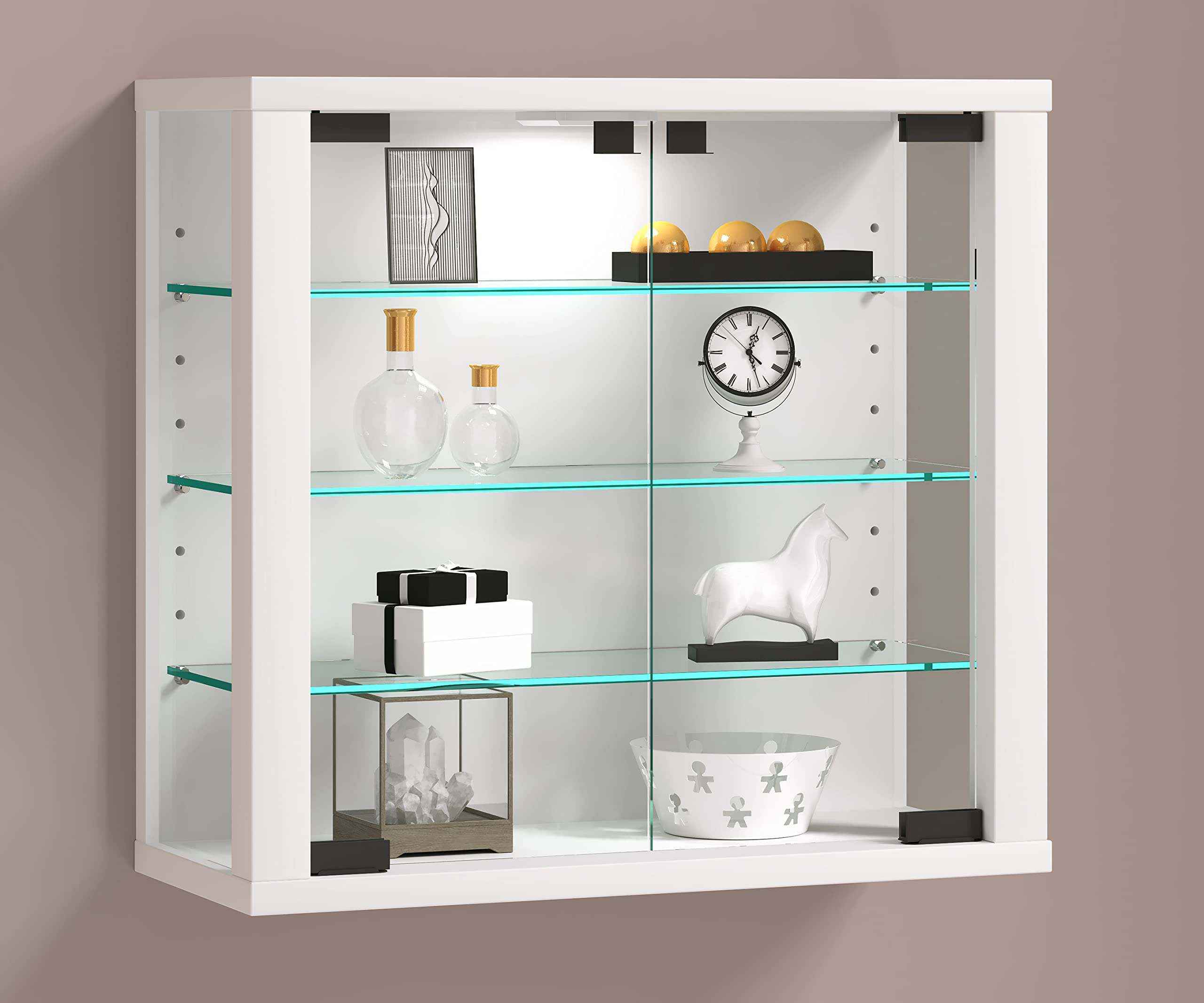 VCM Vetrina in vetro sospesa | vetrina in vetro con vetro di sicurezza ESG | Dimensioni: altezza 40 x larghezza 43 x profondità 18 cm | Vetrina sospesa | Moderno e salvaspazio | Armadio vetrina in