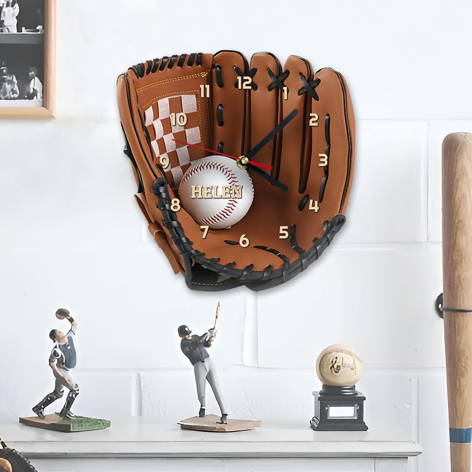 Personalized Wall Clock with Name, Custom Sports Wall Decor for Bedroom Game Room Office Unique Gift for Men Boys Athletes Coaches and Birthdays, Father’s Day, Christmas (Soccer Ball Design)