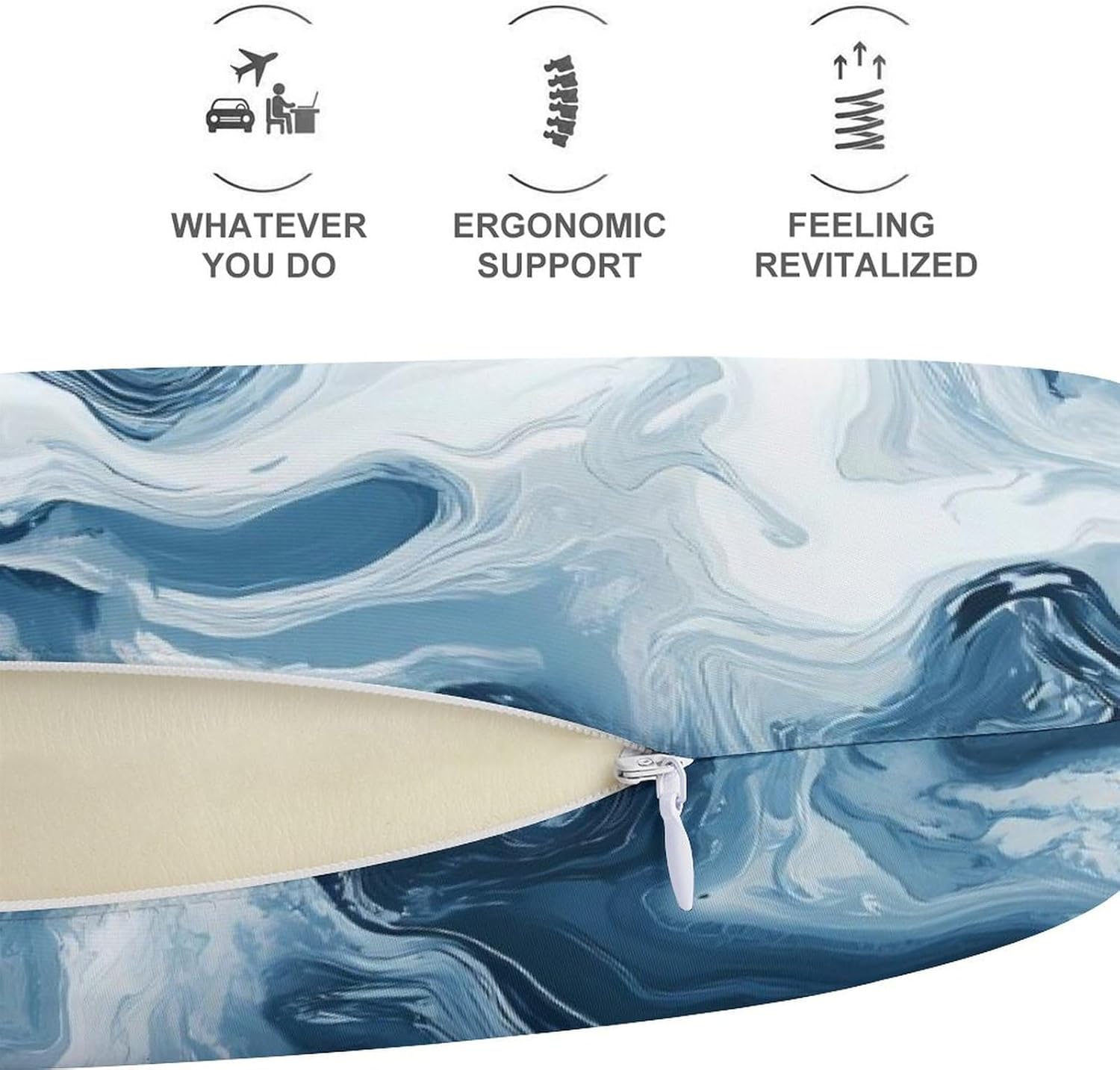 Swirling Marble Pattern Memory Foam Pillows U Shaped Travel Neck Pillow