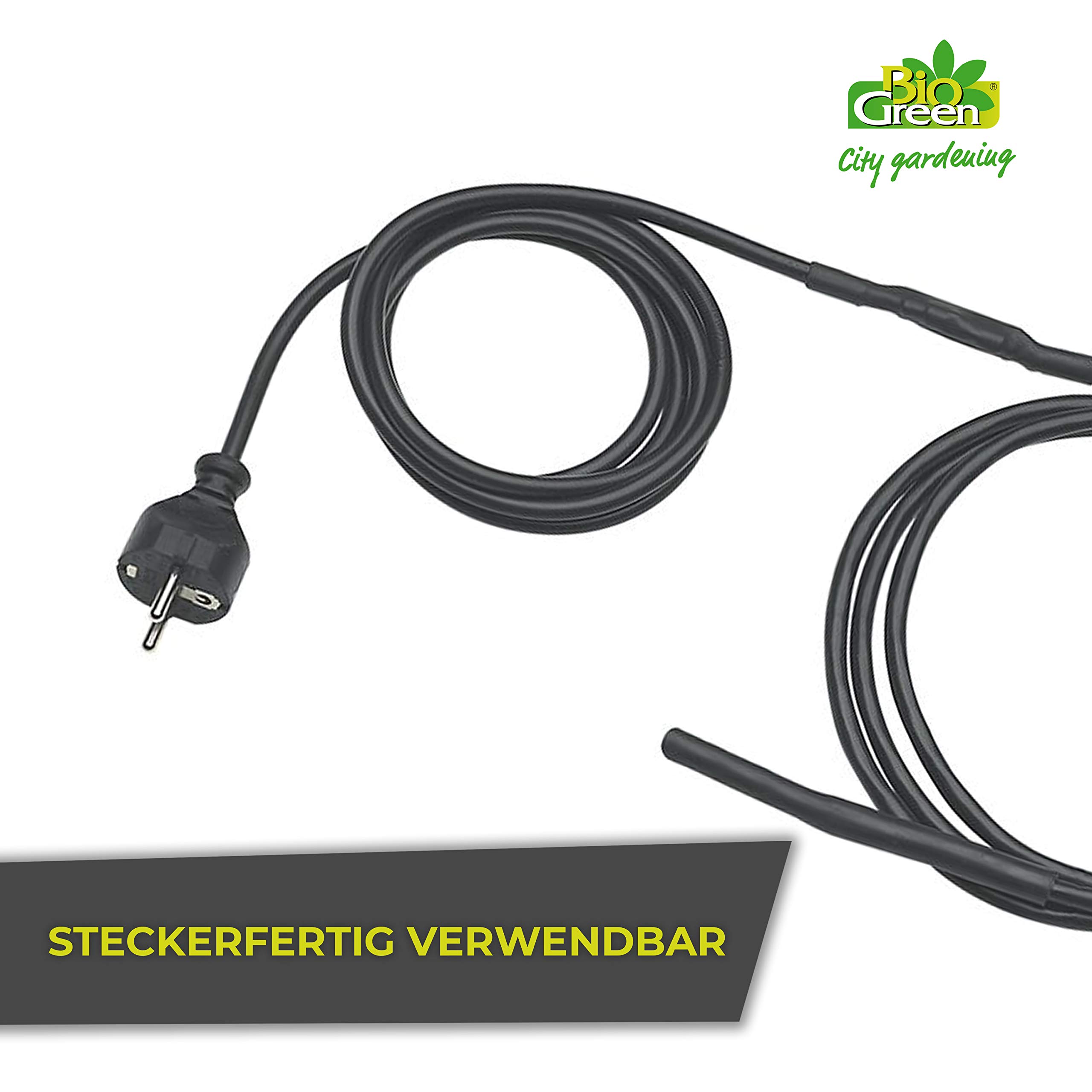 Bio Green Pflanzen-Heizkabel | 6 Meter | 60 Watt | selbstlimitierend | schützt Pflanzen und Töpfe vor Frost | steckerfertig | IP67
