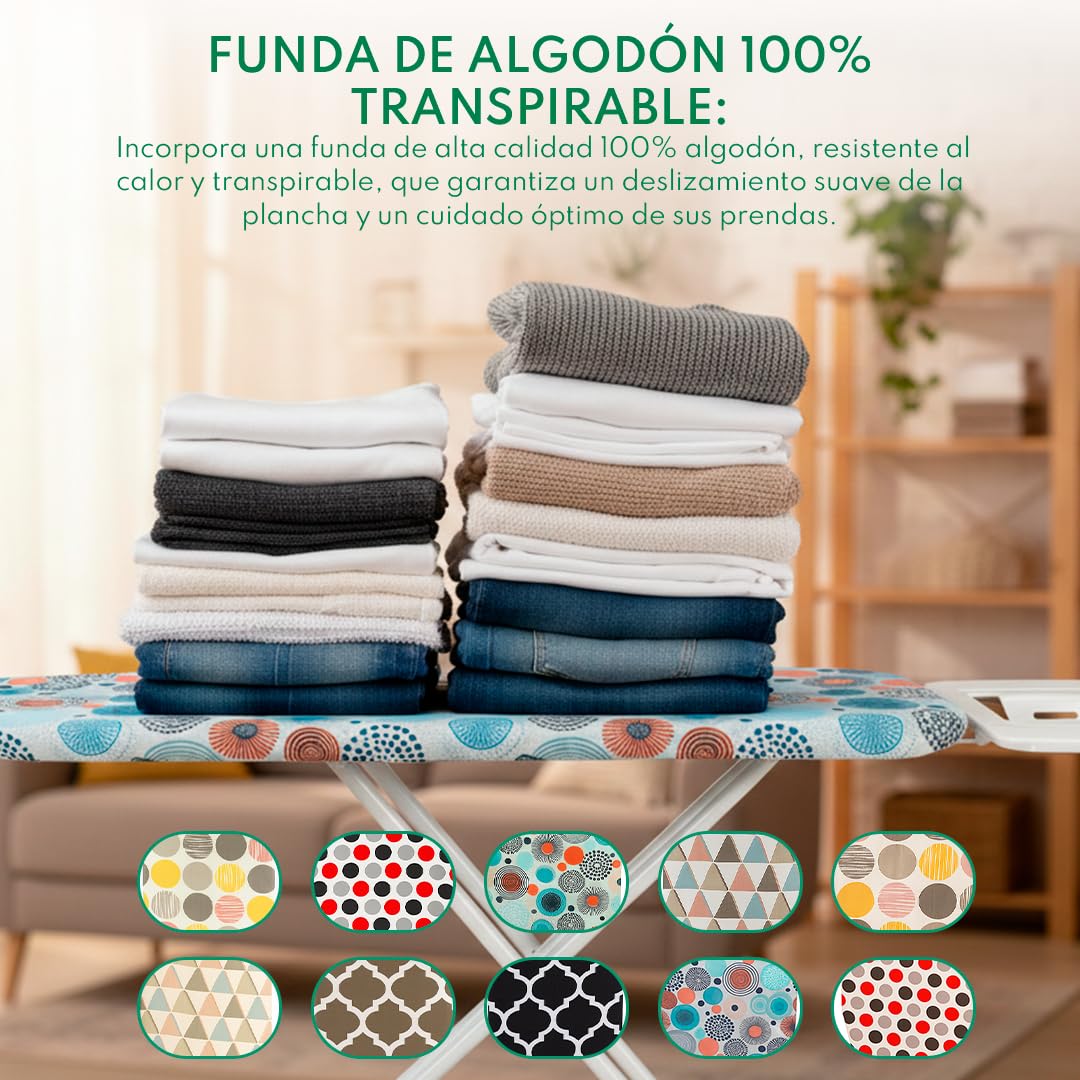 Nordiq - Tabla De Planchar - Tablas De Planchar - Tabla Plegable Y Ligera - Funda 100% Algodón - Rojo 117x84x34cm