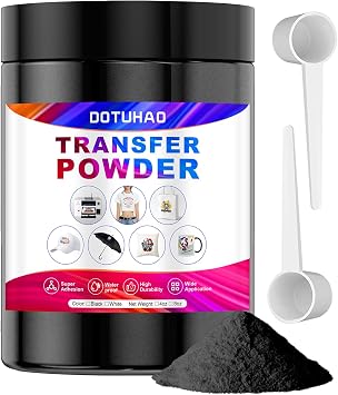 DOTUHAO DTF Powder, Black DTF Transfer Powder, Sublimation Powder with 2 Spoon for Colored Garments, DTF Hot Melt Adhesive Powder for All DTF and DTG Printers Black,8oz