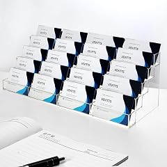 Vevitts 20 Slots Acrylic Business Card Holder Clear Plastic Desk Business Card Stand Multi-Card Display Rack for Office